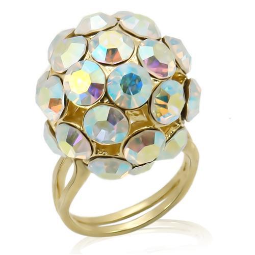 LOS189 - Gold 925 Sterling Silver Ring with Top Grade Crystal  in White-0