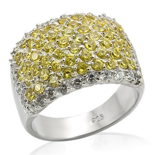 LOS204 - Rhodium 925 Sterling Silver Ring with AAA Grade CZ  in Topaz-0