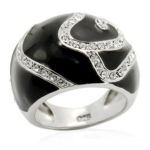 LOS212 - Rhodium 925 Sterling Silver Ring with Top Grade Crystal  in Clear-0