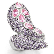 LOS222 - Rhodium 925 Sterling Silver Ring with AAA Grade CZ  in Rose-0