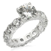 LOS244 - Rhodium 925 Sterling Silver Ring with AAA Grade CZ  in Clear-0