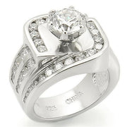 LOS265 - Rhodium 925 Sterling Silver Ring with AAA Grade CZ  in Clear-0
