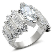 LOS269 - Rhodium 925 Sterling Silver Ring with AAA Grade CZ  in Clear-0