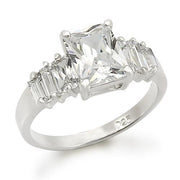 LOS283 - Rhodium 925 Sterling Silver Ring with AAA Grade CZ  in Clear-0