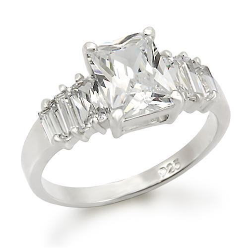 LOS283 - Rhodium 925 Sterling Silver Ring with AAA Grade CZ  in Clear-0