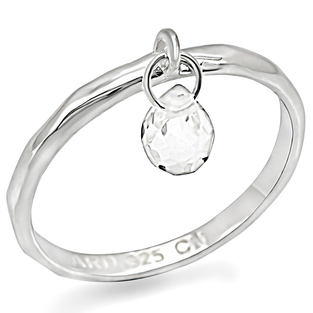 LOS285 - Silver 925 Sterling Silver Ring with Genuine Stone  in Clear-0