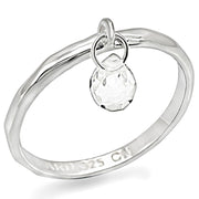 LOS285 - Silver 925 Sterling Silver Ring with Genuine Stone  in Clear-0