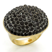 LOS300 - Gold+Ruthenium 925 Sterling Silver Ring with Top Grade Crystal  in Jet-0