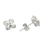 LOS305 - Rhodium 925 Sterling Silver Earrings with AAA Grade CZ  in Clear-0