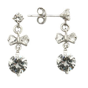 LOS313 - Rhodium 925 Sterling Silver Earrings with AAA Grade CZ  in Clear-0