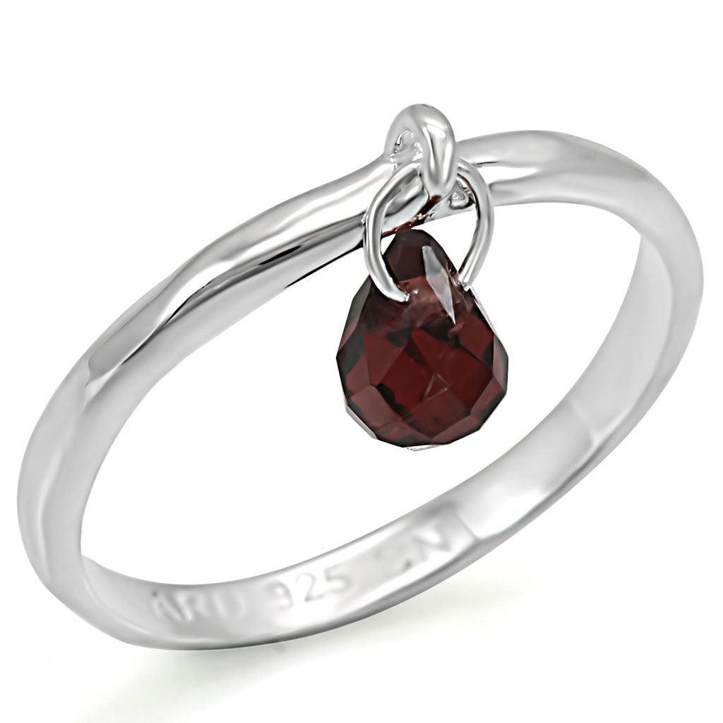 LOS320 - Silver 925 Sterling Silver Ring with Genuine Stone  in Garnet-0