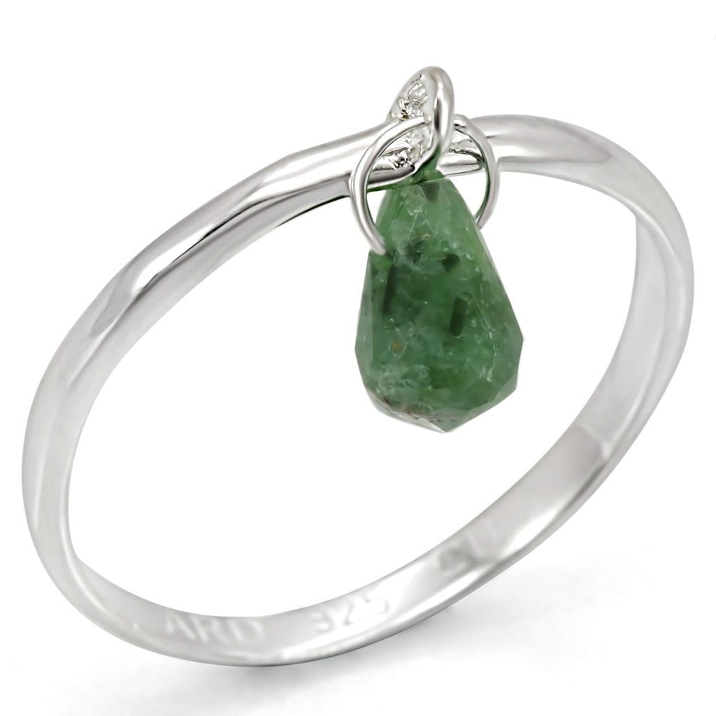 LOS322 - Silver 925 Sterling Silver Ring with Genuine Stone  in Emerald-0