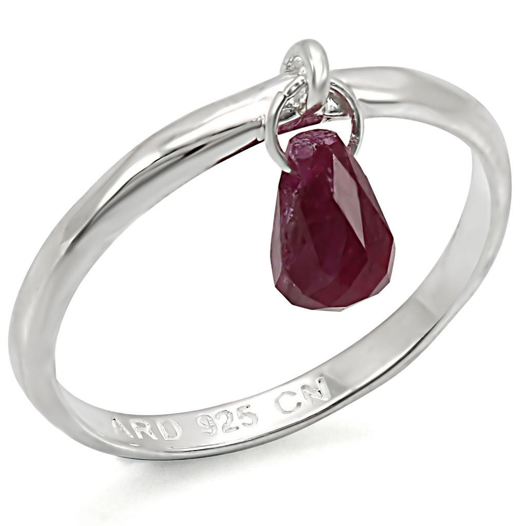 LOS324 - Silver 925 Sterling Silver Ring with Genuine Stone  in Ruby-0
