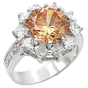 LOS336 - Rhodium 925 Sterling Silver Ring with AAA Grade CZ  in Champagne-0