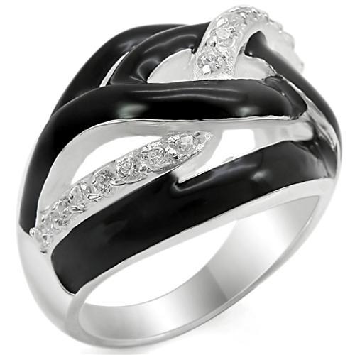 LOS346 - Silver 925 Sterling Silver Ring with AAA Grade CZ  in Clear-0