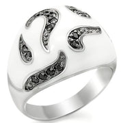 LOS355 - Rhodium + Ruthenium 925 Sterling Silver Ring with AAA Grade CZ  in Jet-0