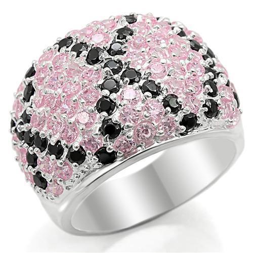LOS357 - Silver 925 Sterling Silver Ring with AAA Grade CZ  in Multi Color-0