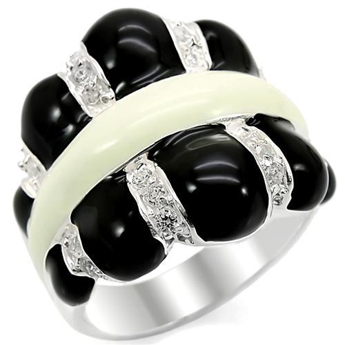 LOS364 - Silver 925 Sterling Silver Ring with AAA Grade CZ  in Clear-0