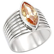 LOS373 - Rhodium 925 Sterling Silver Ring with AAA Grade CZ  in Champagne-0