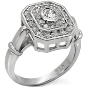 LOS381 - Rhodium 925 Sterling Silver Ring with AAA Grade CZ  in Clear-0