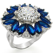 LOS386 - High-Polished 925 Sterling Silver Ring with AAA Grade CZ  in Clear-0