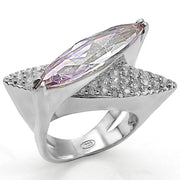 LOS390 - High-Polished 925 Sterling Silver Ring with AAA Grade CZ  in Light Amethyst-0