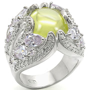 LOS391 - High-Polished 925 Sterling Silver Ring with AAA Grade CZ  in Apple Green color-0