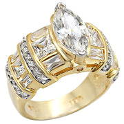 LOS414 - Gold+Rhodium 925 Sterling Silver Ring with AAA Grade CZ  in Clear-0