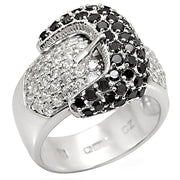 LOS415 - Rhodium 925 Sterling Silver Ring with AAA Grade CZ  in Black Diamond-0