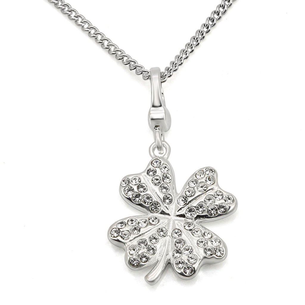 LOS425 - Silver 925 Sterling Silver Chain Pendant with Top Grade Crystal  in Clear-0