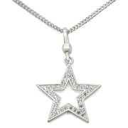 LOS441 - Silver 925 Sterling Silver Chain Pendant with AAA Grade CZ  in Clear-0