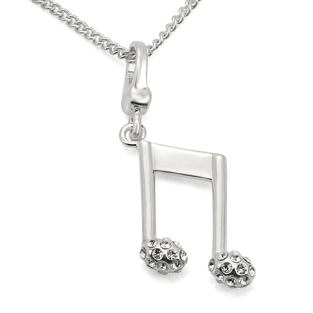 LOS443 - Silver 925 Sterling Silver Chain Pendant with Top Grade Crystal  in Clear-0