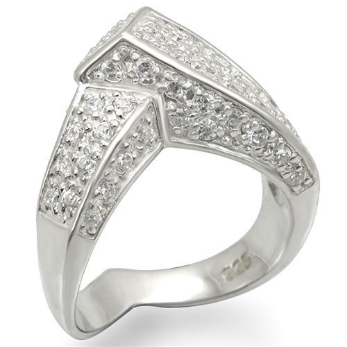 LOS453 - Silver 925 Sterling Silver Ring with AAA Grade CZ  in Clear-0