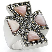 LOS458 - Antique Tone 925 Sterling Silver Ring with Precious Stone Conch in Rose-0
