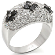 LOS468 - Rhodium + Ruthenium 925 Sterling Silver Ring with AAA Grade CZ  in Black Diamond-0