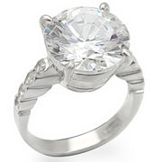 LOS472 - Silver 925 Sterling Silver Ring with AAA Grade CZ  in Clear-0