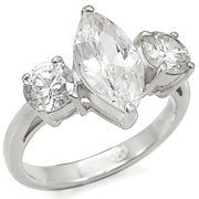 LOS474 - Silver 925 Sterling Silver Ring with AAA Grade CZ  in Clear-0