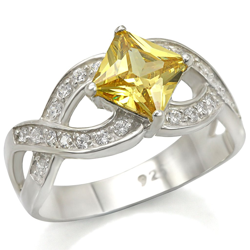 LOS475 - Silver 925 Sterling Silver Ring with AAA Grade CZ  in Topaz-0