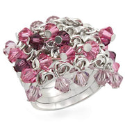 LOS477 - Rhodium 925 Sterling Silver Ring with Top Grade Crystal  in Multi Color-0