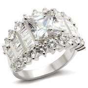 LOS482 - Rhodium 925 Sterling Silver Ring with AAA Grade CZ  in Clear-0