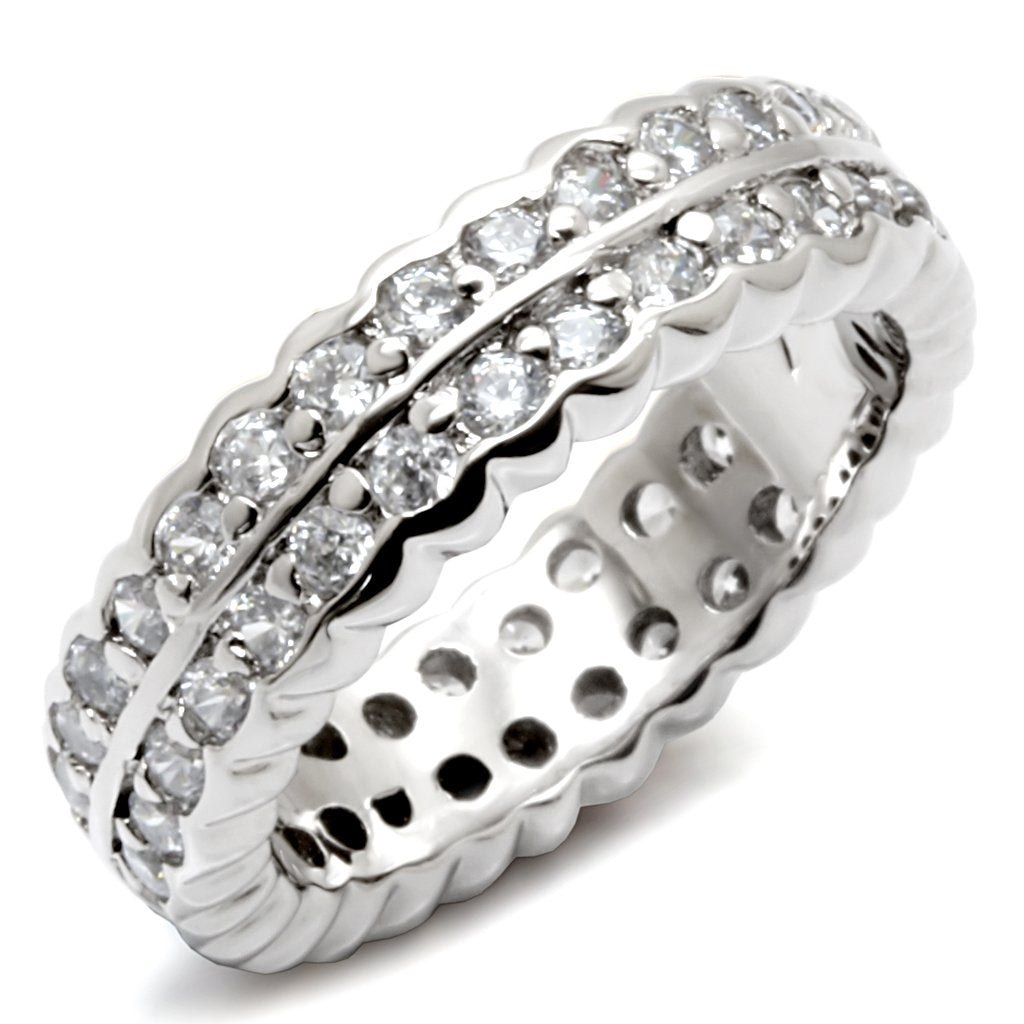 LOS496 - Rhodium 925 Sterling Silver Ring with AAA Grade CZ  in Light Amethyst-0