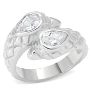 LOS497 - Silver 925 Sterling Silver Ring with AAA Grade CZ  in Clear-0
