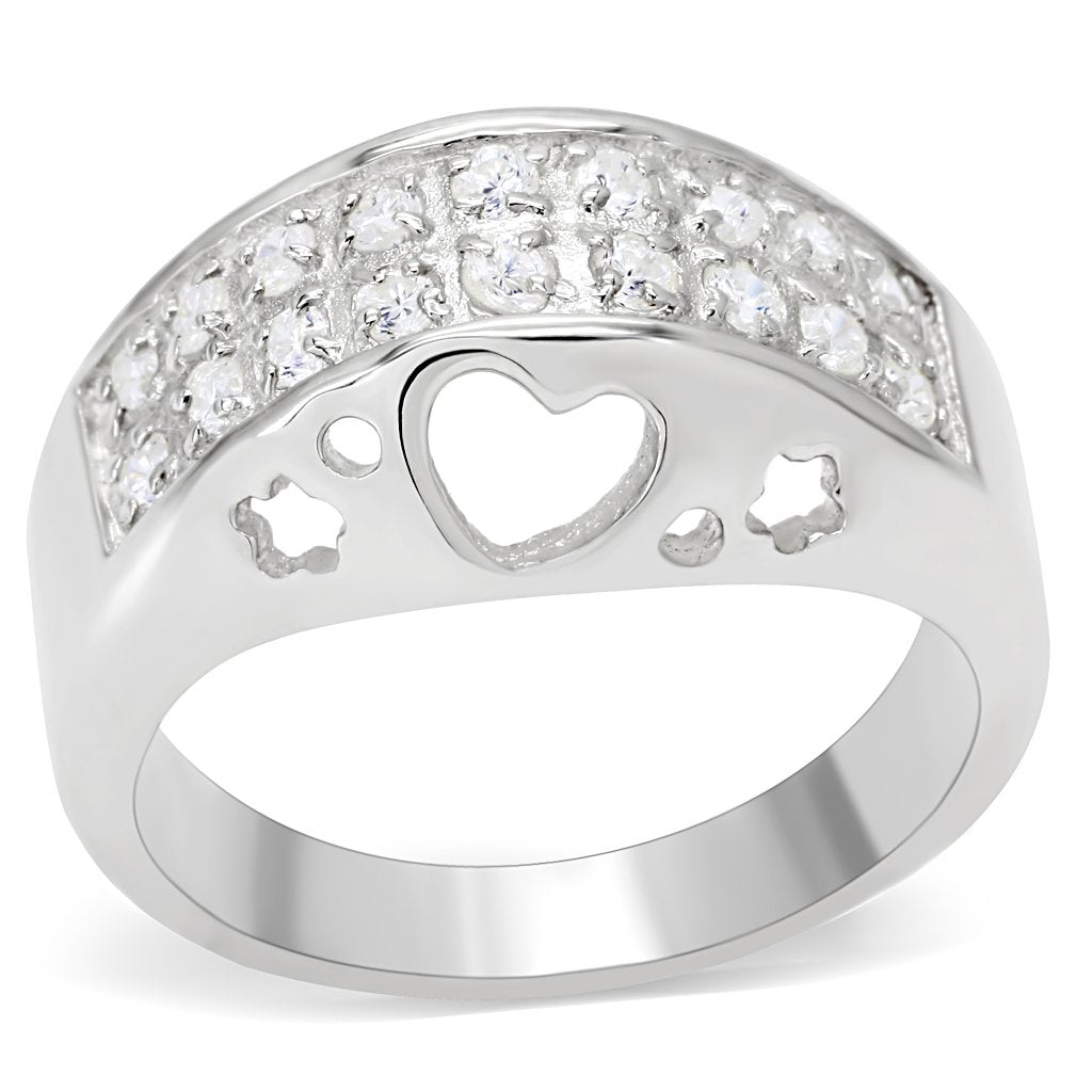 LOS506 - Silver 925 Sterling Silver Ring with AAA Grade CZ  in Clear-0