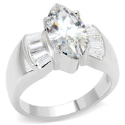 LOS517 - Silver 925 Sterling Silver Ring with AAA Grade CZ  in Clear-0
