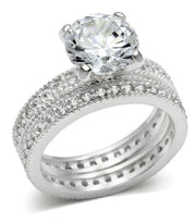 LOS527 - Rhodium 925 Sterling Silver Ring with AAA Grade CZ  in Clear-0
