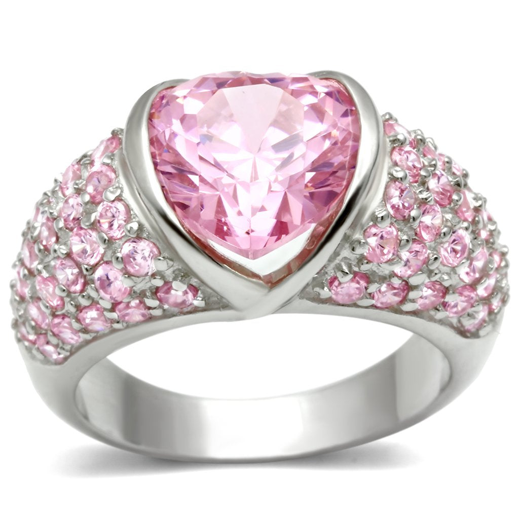 LOS533 - Silver 925 Sterling Silver Ring with AAA Grade CZ  in Rose-0