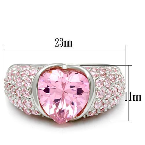 LOS533 - Silver 925 Sterling Silver Ring with AAA Grade CZ  in Rose-1