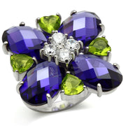 Flynn Cocktail Ring - 925 Sterling Silver, AAA CZ , Multi Color - LOS534-0