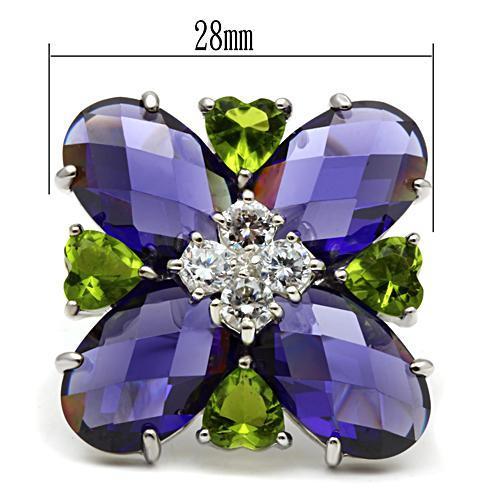 Flynn Cocktail Ring - 925 Sterling Silver, AAA CZ , Multi Color - LOS534-1