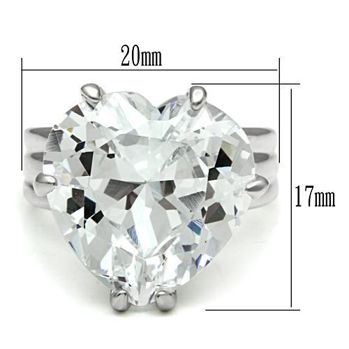 LOS543 - Silver 925 Sterling Silver Ring with AAA Grade CZ  in Clear-1
